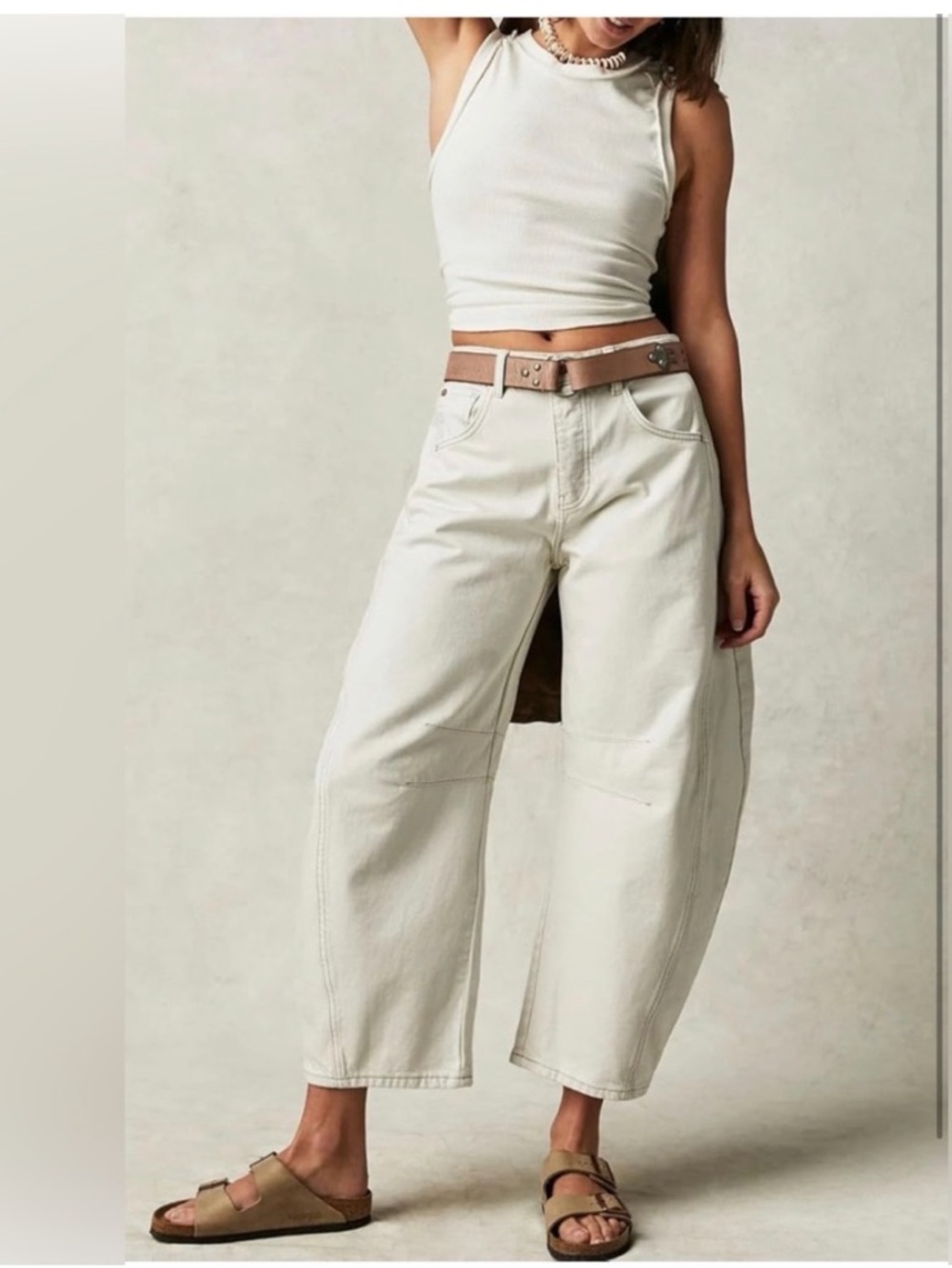#1170 Mid Rise Barrel Jean Vintage Loose Wide Leg Cropped